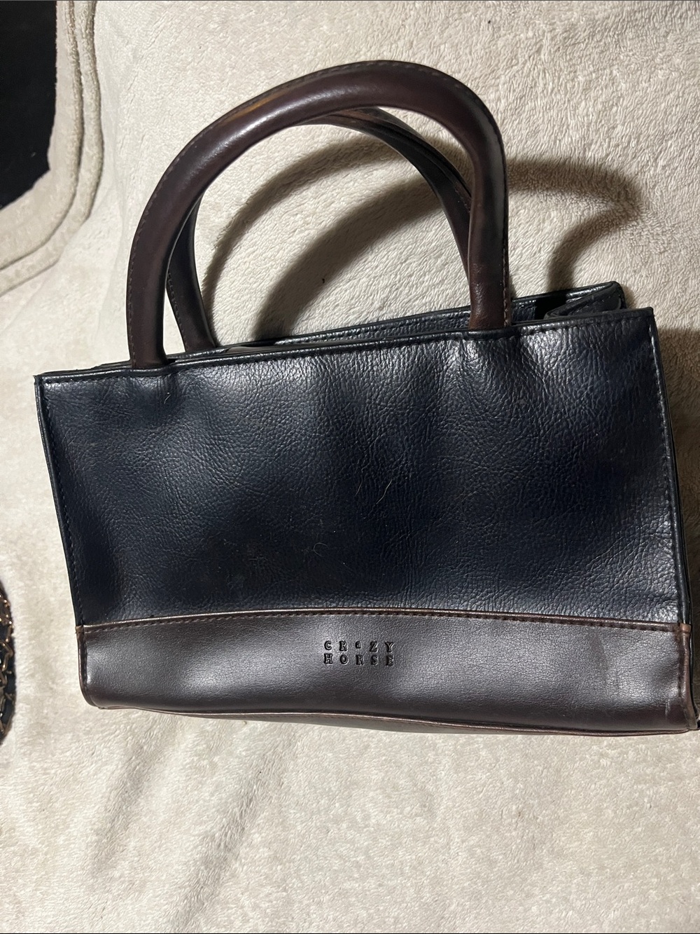 Grey Horse Two-Tone Black and Brown Mini Handbag